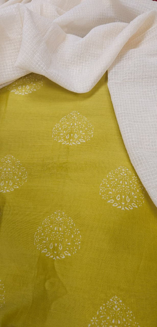 Sunshine Yellow Chanderi Butta Suit with dupatta