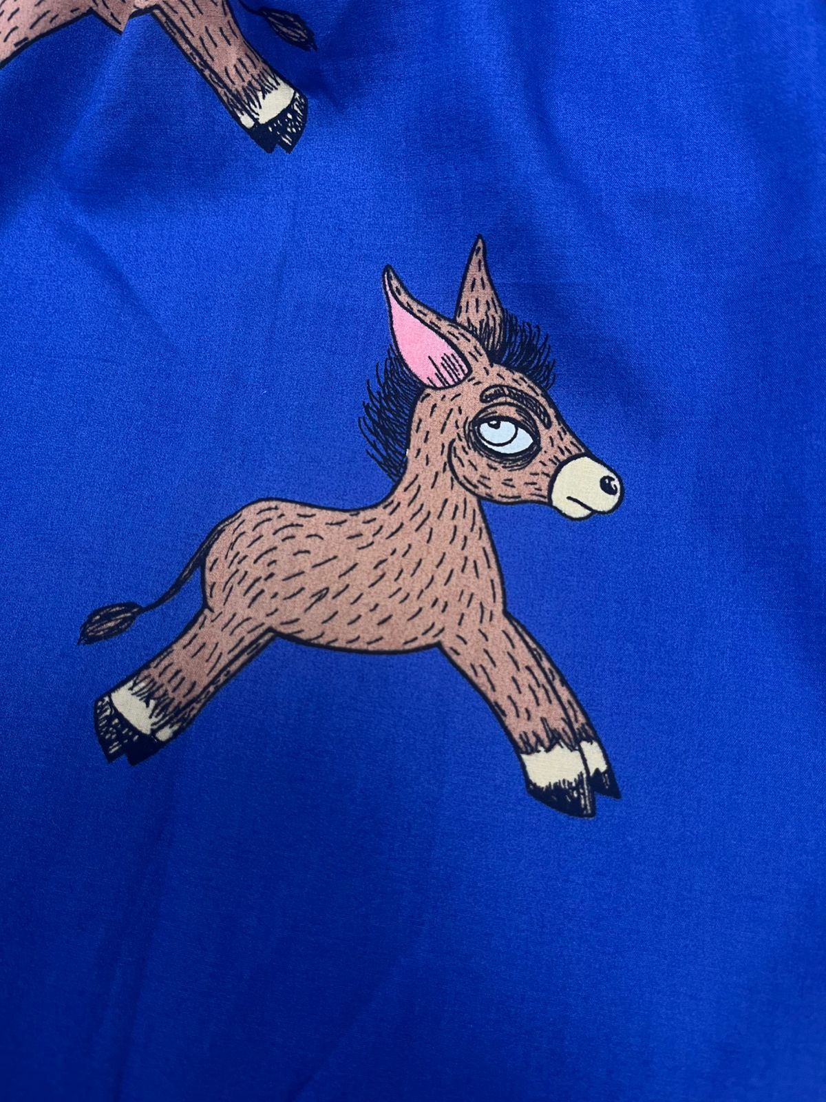 Royal Blue Horse Cotton Poplin Print Fabric