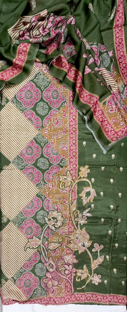 Forest Heritage Printed Cotton Suit Set Fabric with Cotton Muslin Dupatta (3-Piece)
