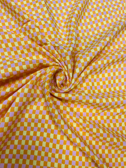 Sunset Pastel Check Rayon Fabric