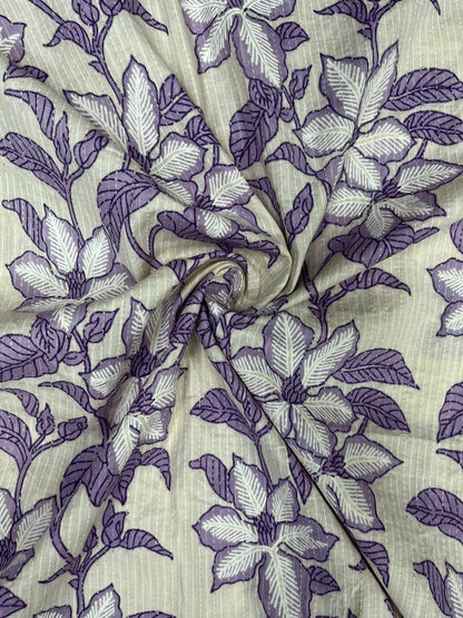 Lavender Floral Kantha Cambric Cotton