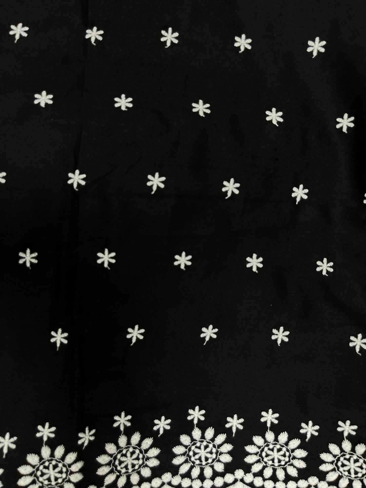 Black & White Geometric Cotton Suit Set with Chicken Border Cotton Bottom