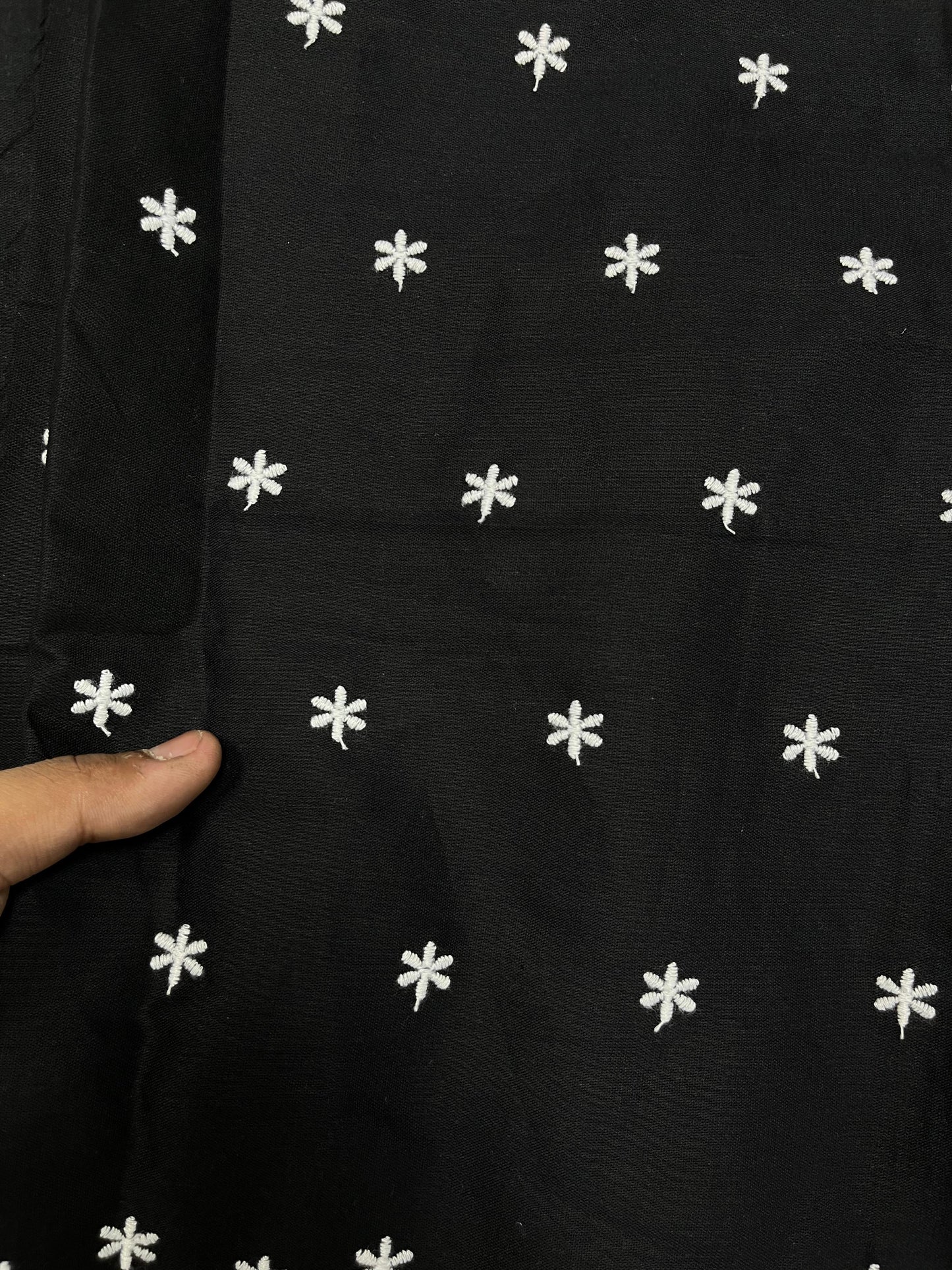 Black & White Geometric Cotton Suit Set with Chicken Border Cotton Bottom