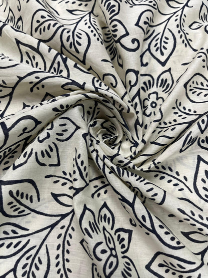 Premium Ikat Cotton Suit Set Fabric with Floral Bottom Print