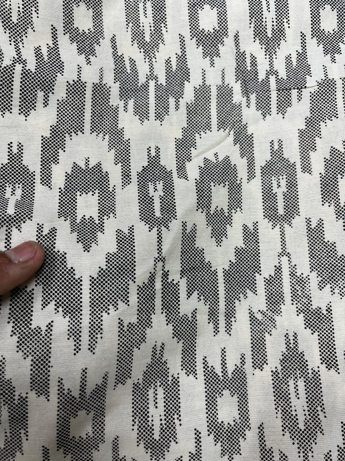 Black & White Ikat Cotton Suit Set with Black Chikan Border Bottom Fabric