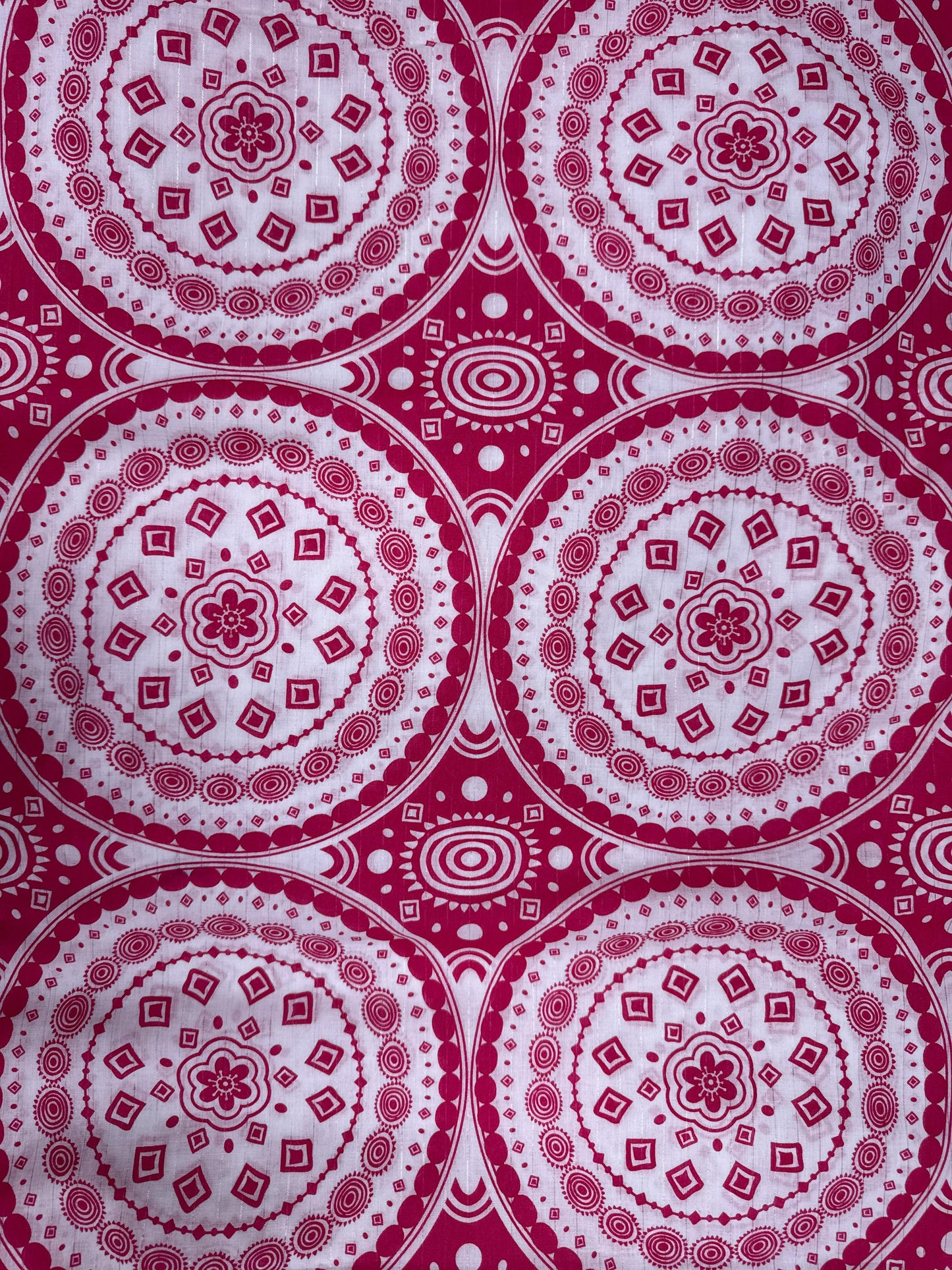 Rani Pink Mandala Print Cotton Suit Set with Chikan Border Bottom
