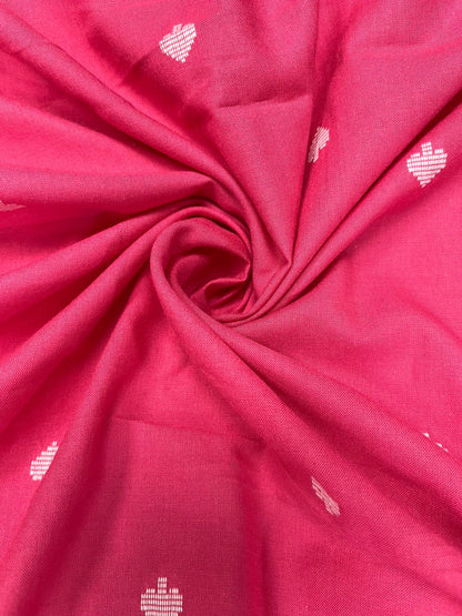 Rani Pink Buti Cotton Suit Set with White Chikan Border Bottom