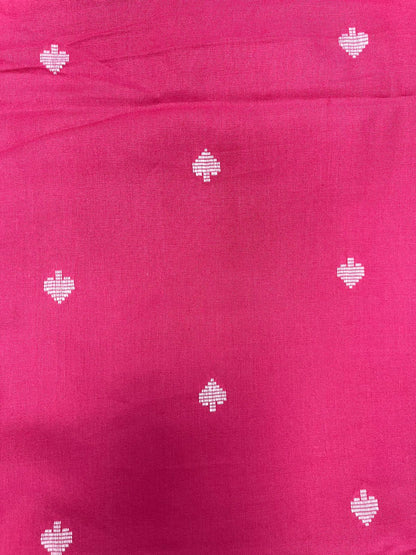 Rani Pink Buti Cotton Suit Set with White Chikan Border Bottom