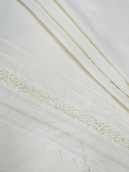 Premium Cotton Fabric with Floral Cutwork Lace & Triangle Border | Designer Co-Ord Set Fabric