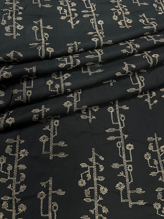 Midnight Tribal Rayon Print Fabric