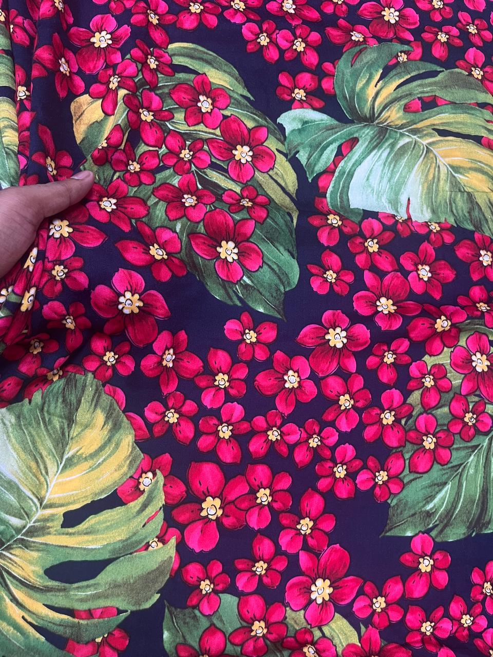 Tropical Blossom Rayon Print Fabric
