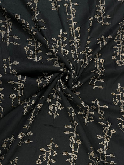 Midnight Tribal Rayon Print Fabric