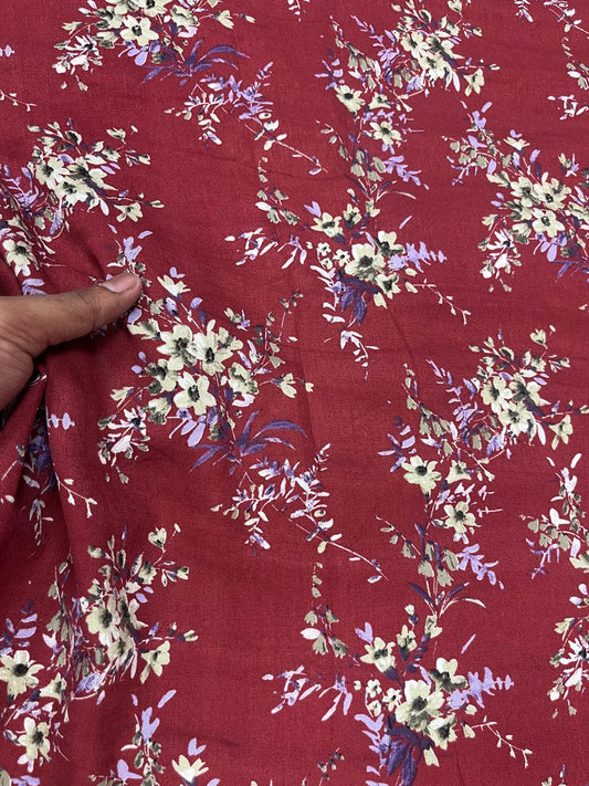Autumn Blossom Rayon Print Fabric