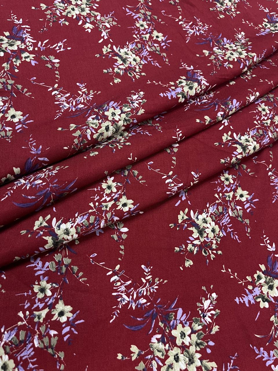 Autumn Blossom Rayon Print Fabric