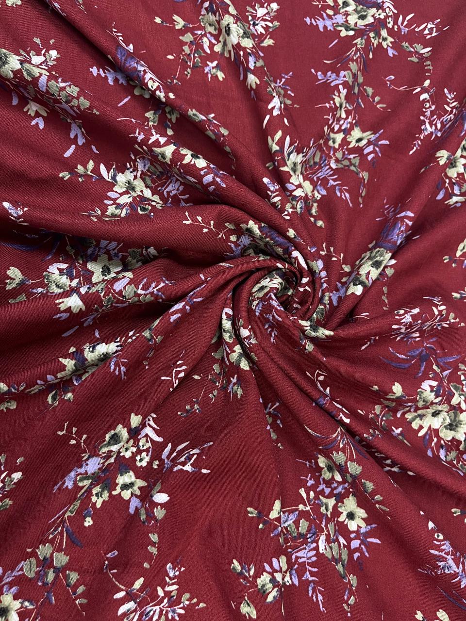 Autumn Blossom Rayon Print Fabric