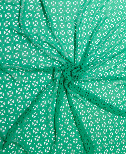 Sea Green Laser Cut Georgette Fabric – 60 Inch Width