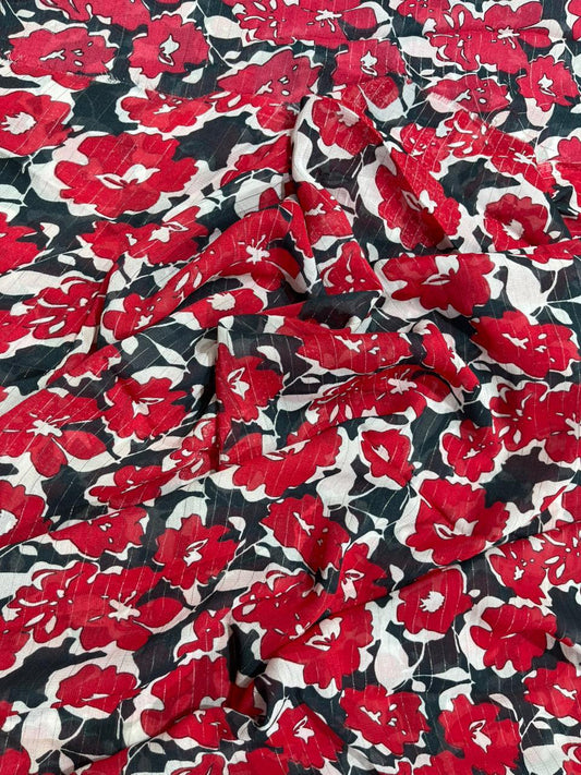 Ruby Bloom Lurex Viscose Georgette Fabric – 44 Inch Width