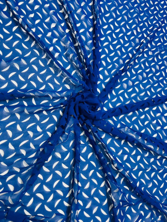 Royal Blue Laser Cut Georgette Fabric – 60 Inch Width