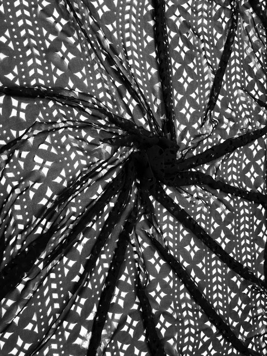 Black Laser Cut Georgette Fabric – 60 Inch Width