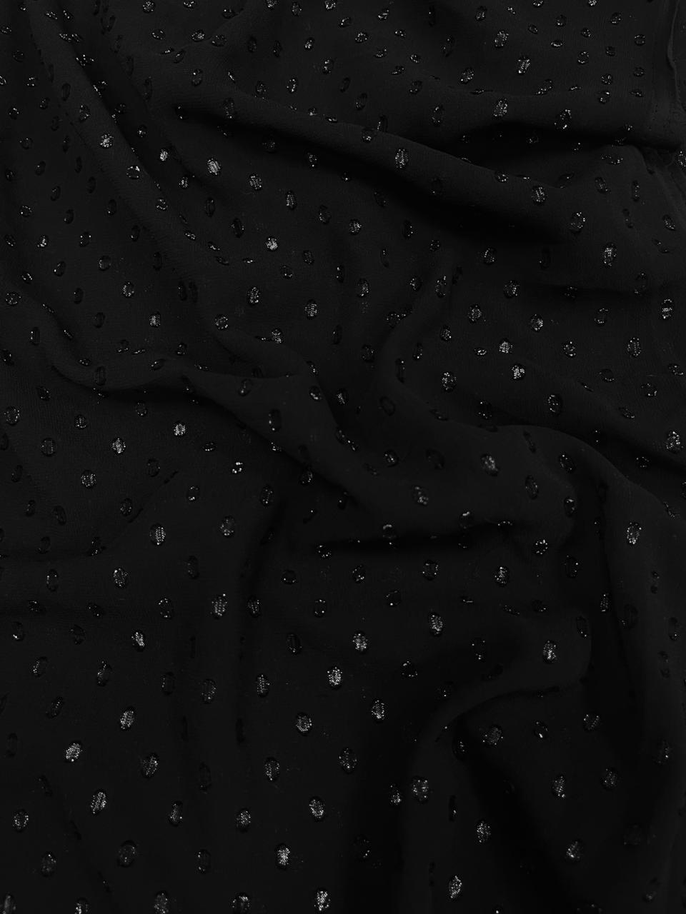 Midnight Black Glitter Buta Georgette Fabric – 60 Inch Width