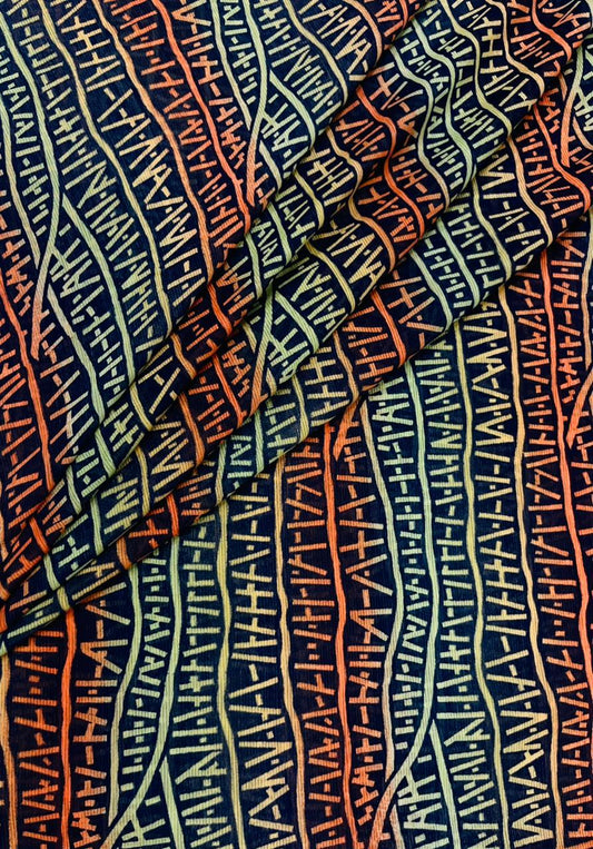 Tribal Stripe Print Chiffon Dupatta – 2.5 Meter