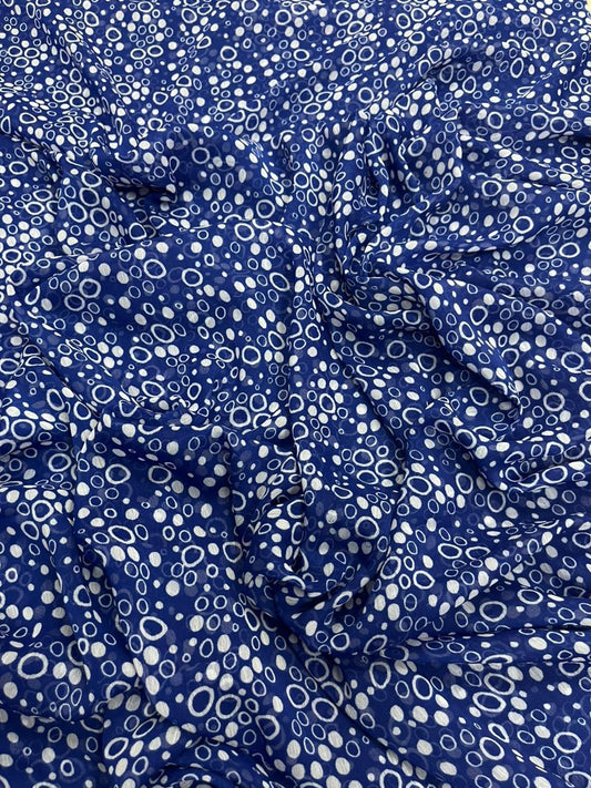 Royal Blue Bubble Print Chiffon Dupatta - 2.5 Meter