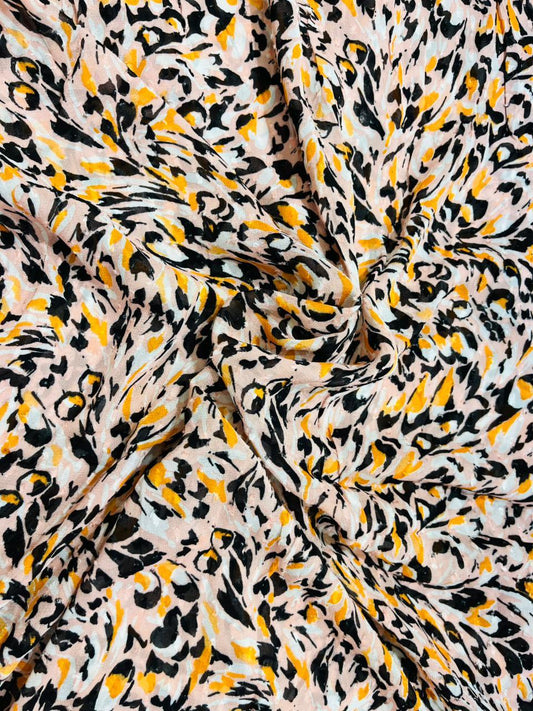 Blush Leopard Buta Viscose Georgette Fabric – 44 Inch Width