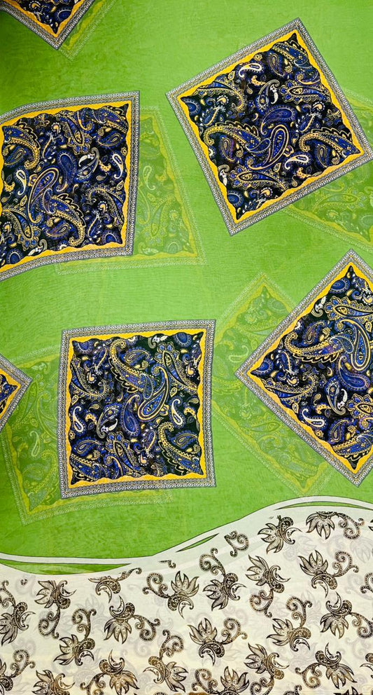 Royal Paisley Patchwork Poly Georgette Fabric