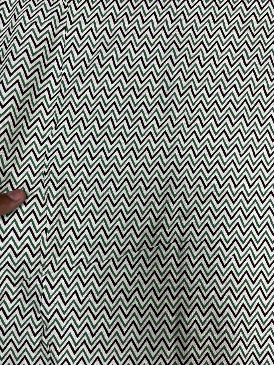 Green Chevron Cotton Fabric