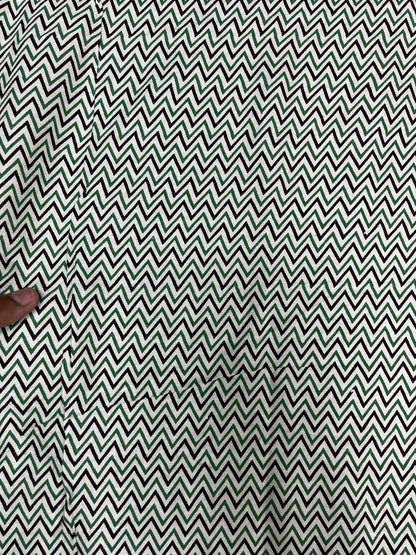 Green Chevron Cotton Fabric
