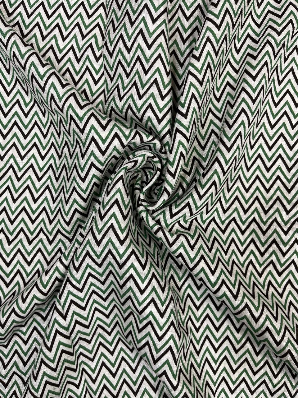 Green Chevron Cotton Fabric