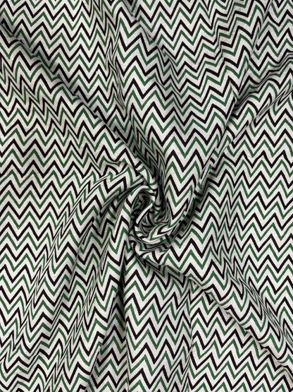 Green Chevron Cotton Fabric