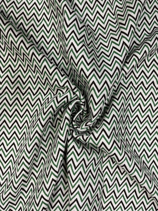 Green Chevron Cotton Fabric