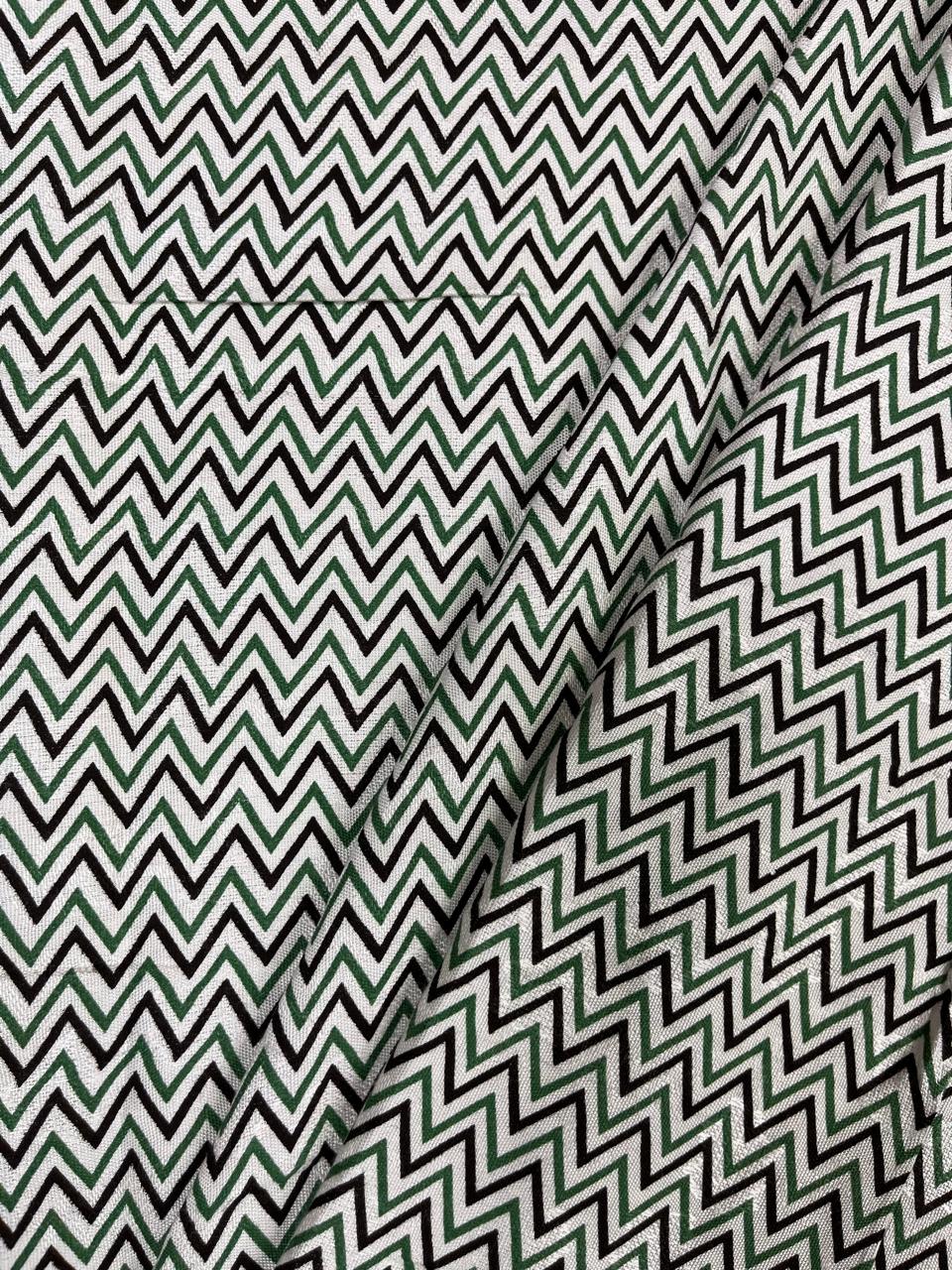 Green Chevron Cotton Fabric