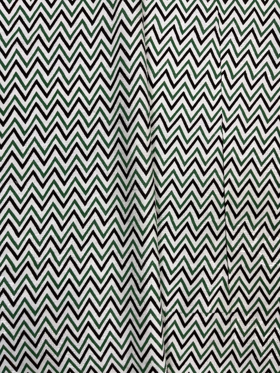 Green Chevron Cotton Fabric