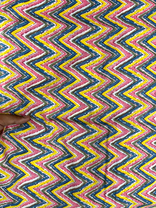 Multicolor Chevron Cotton Fabric