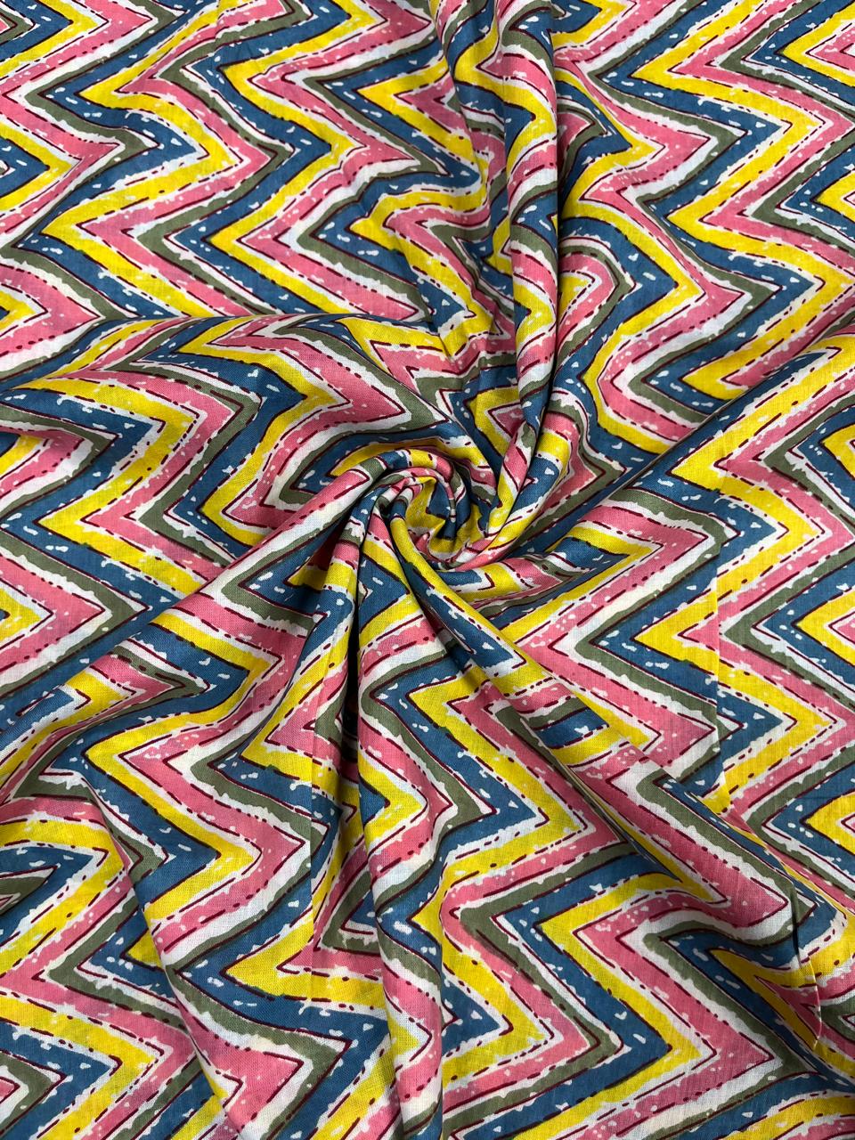 Multicolor Chevron Cotton Fabric