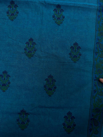 Teal Floral Buta Cotton Fabric