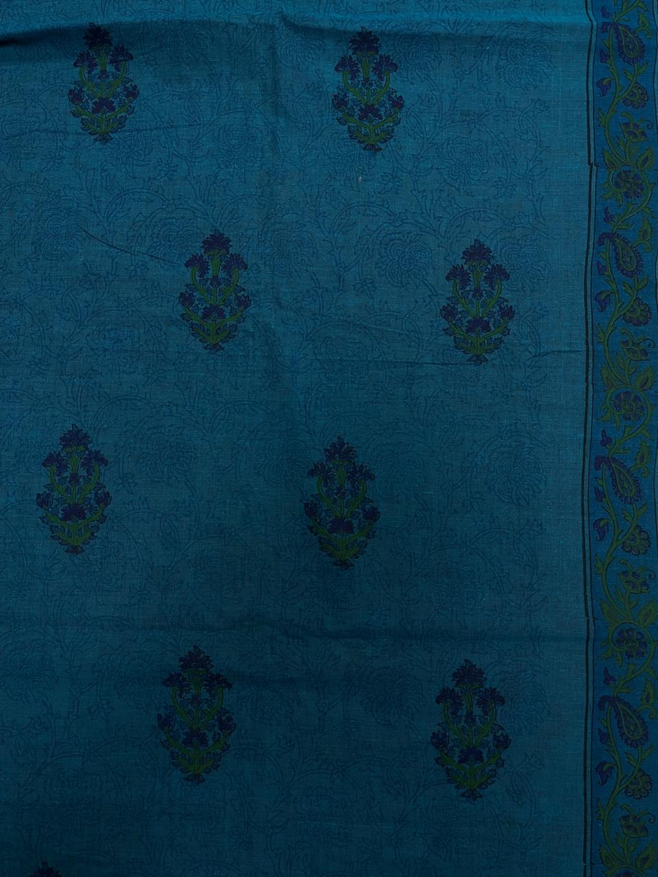 Teal Floral Buta Cotton Fabric