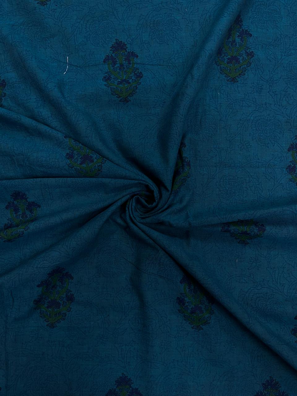 Teal Floral Buta Cotton Fabric