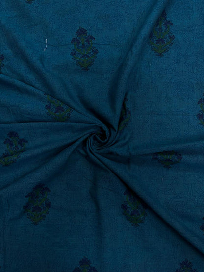 Teal Floral Buta Cotton Fabric