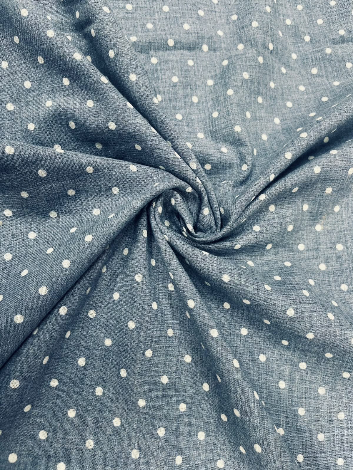 Greyish Blue Polka Dot Cotton Fabric
