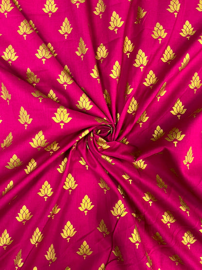 Gold Foil Buti Cotton Fabric