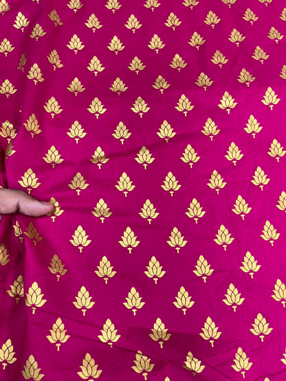 Gold Foil Buti Cotton Fabric