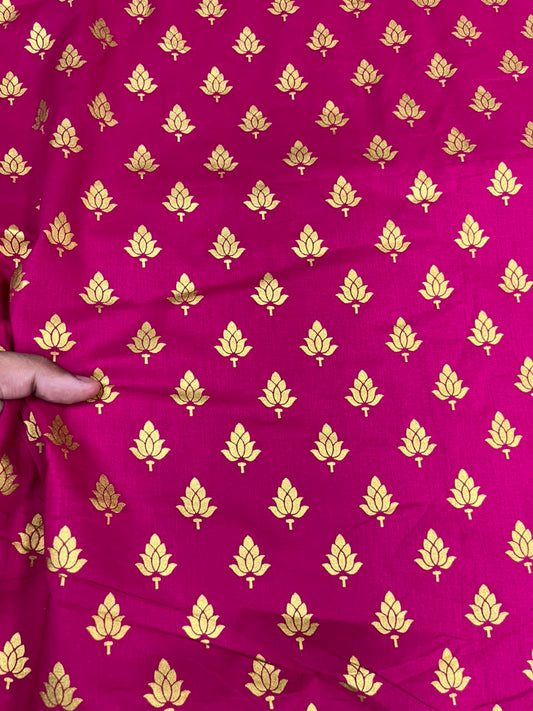 Gold Foil Buti Cotton Fabric