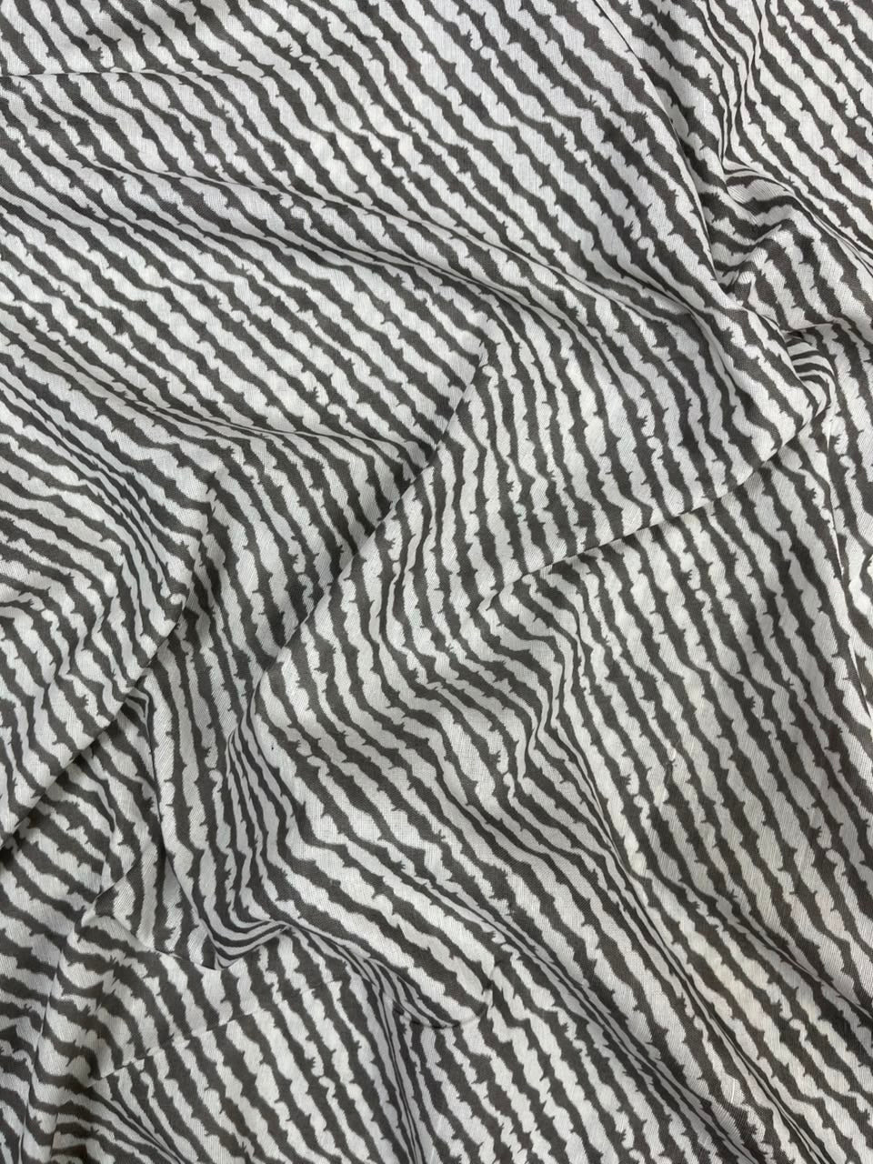 Grey Abstract Stripe Cotton Fabric