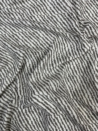 Grey Abstract Stripe Cotton Fabric