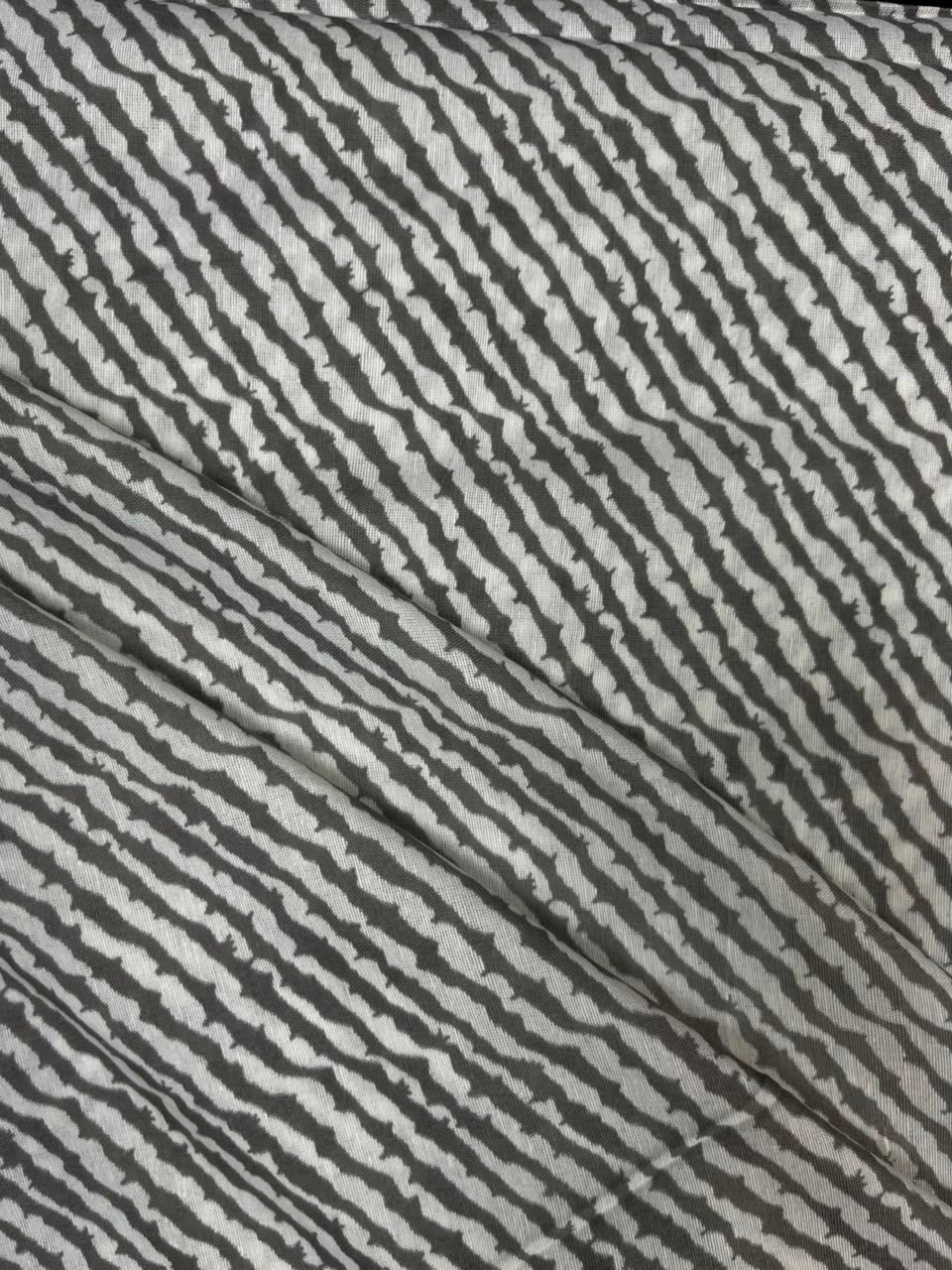 Grey Abstract Stripe Cotton Fabric