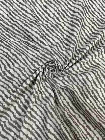 Grey Abstract Stripe Cotton Fabric