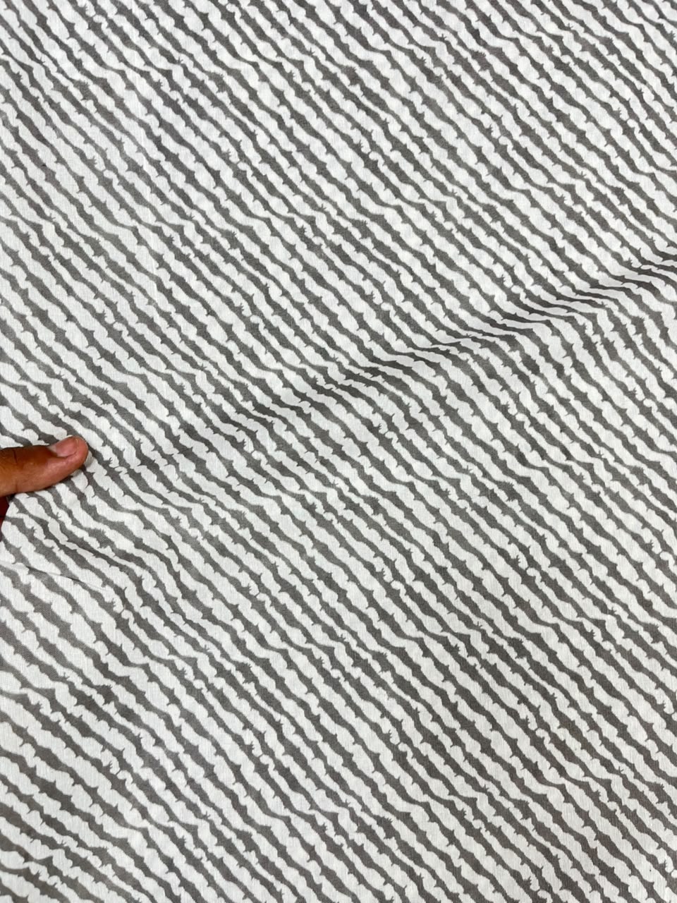 Grey Abstract Stripe Cotton Fabric